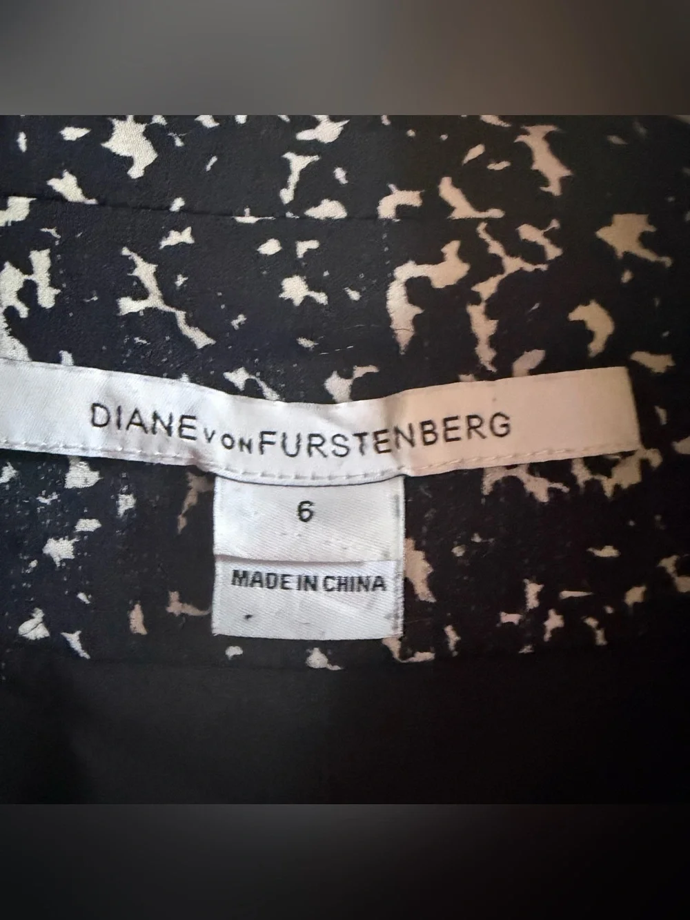 Diane Von Furstenberg Silk Blend Crepe Jacket Blazer Size 6 Black White Designer